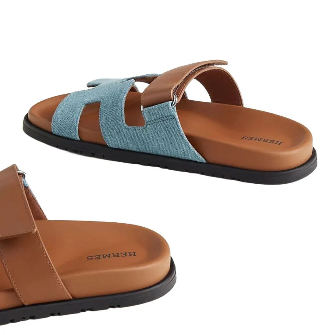 Hermès Chypre sandal 'bleu clair / naturel'